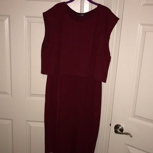 Boohoo Plus Poppy Double Layer Midi Dress